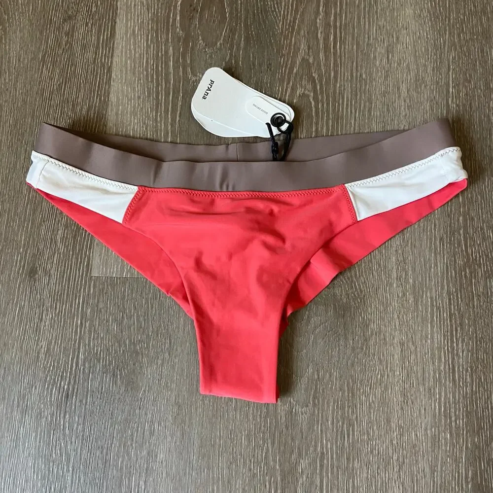 Prana Baja Bound Adjustable Top & 2 Swim Bottoms Size S Colorblock Bikini Bundle